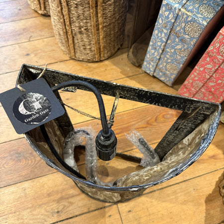 Rustic metal and silk wall sconce light