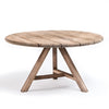 Teak wooden round table with a white background