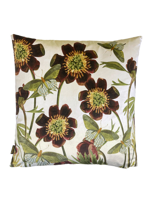 Chocolate Flower Velvet Cushion