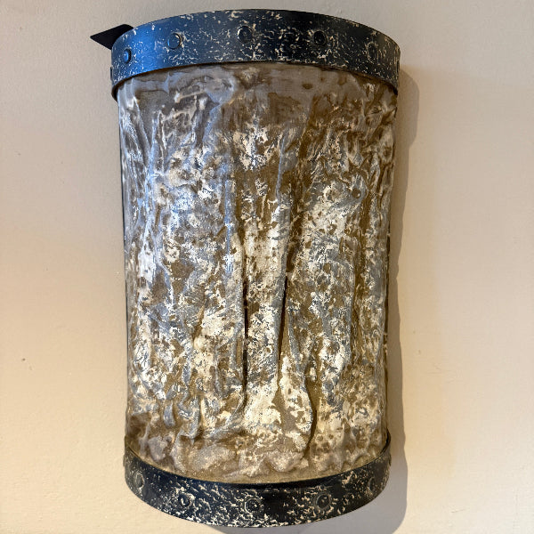 Rustic metal and silk wall sconce