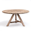 Teak round table on white background