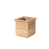 Solid natural teak square garden planter by Gommaire on a white background