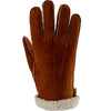 Chestnut coloured brown brushed suede glove with stitching detail and sheepskin lining