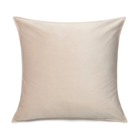 A square cream velvet cushion with a visible textured pattern, soft in texture, with a dimension of 50cm x 50cm.