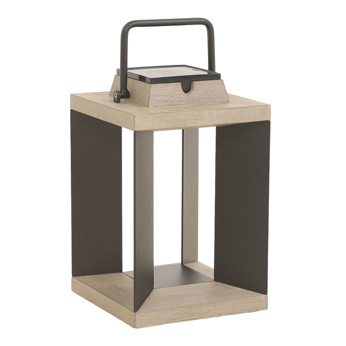 Teak & Black Solar Lantern Small