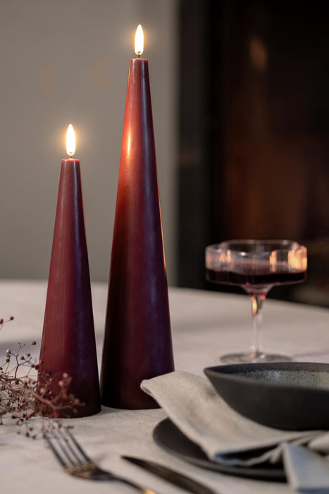 LED Wine Red Cone Candle Large