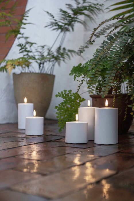 Outdoor LED Pillar Candle Sandstone Medium