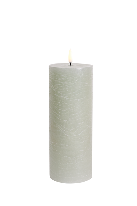 Ivory LED pillar candle, 15.2cm, by Uyuni with a rustic finish on white background