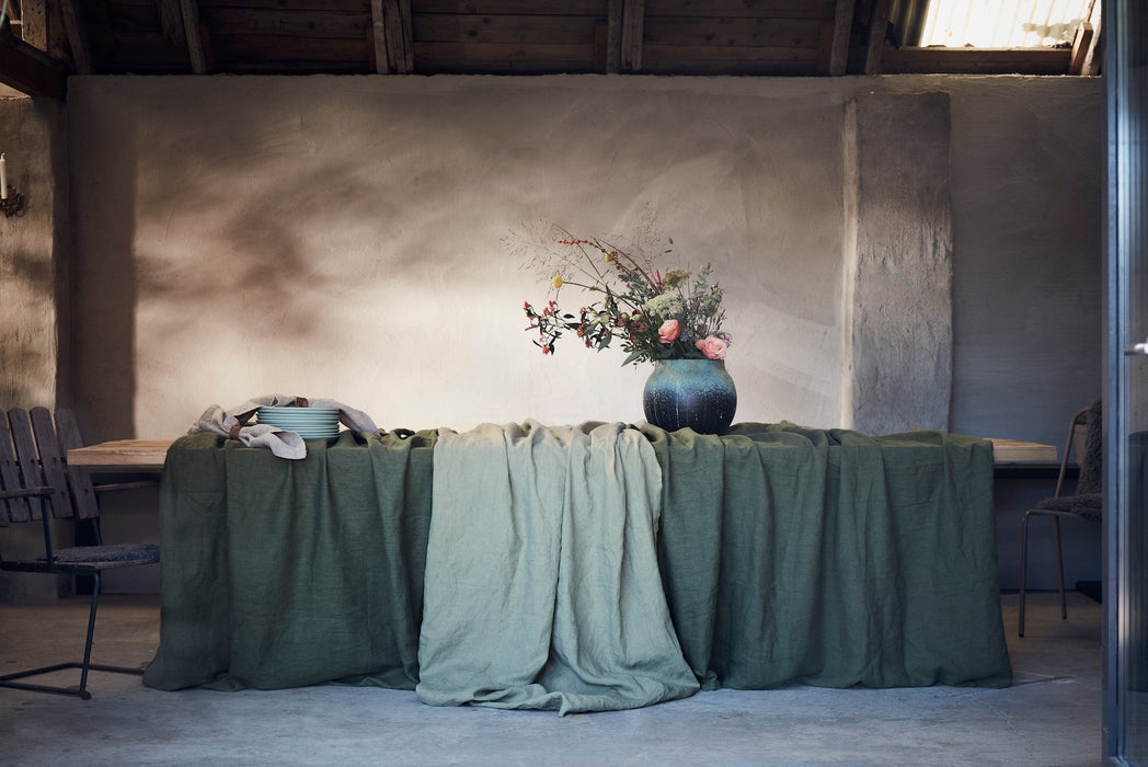 Large Linen Tablecloth Avocado